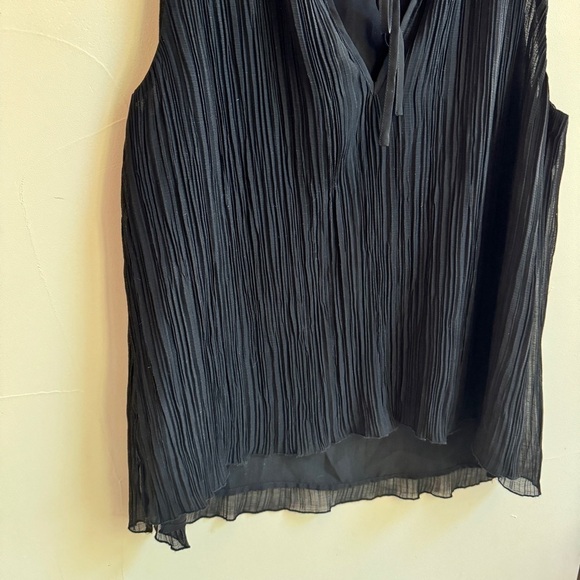 Madewell Pleated Black Sleeveless V Neck Blouse Womens Size XS Layered Chiffon - Picture 7 of 15